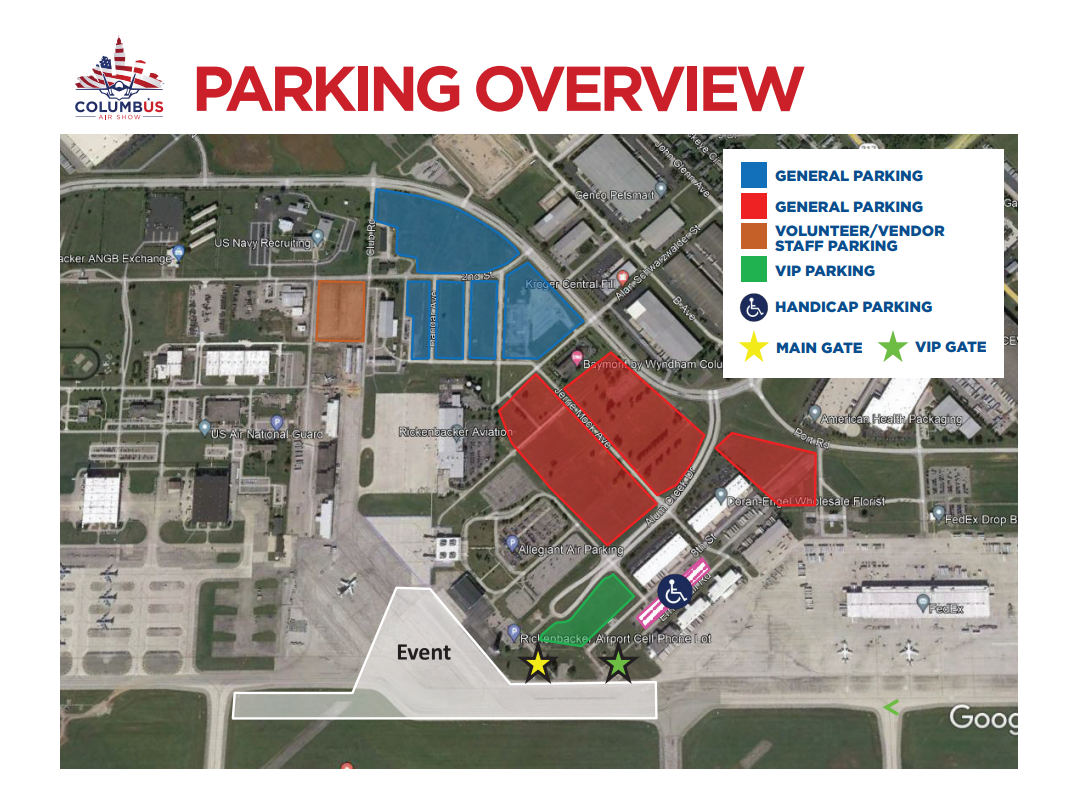 Columbus Air Show - 2025 Parking Map - Version 03272025